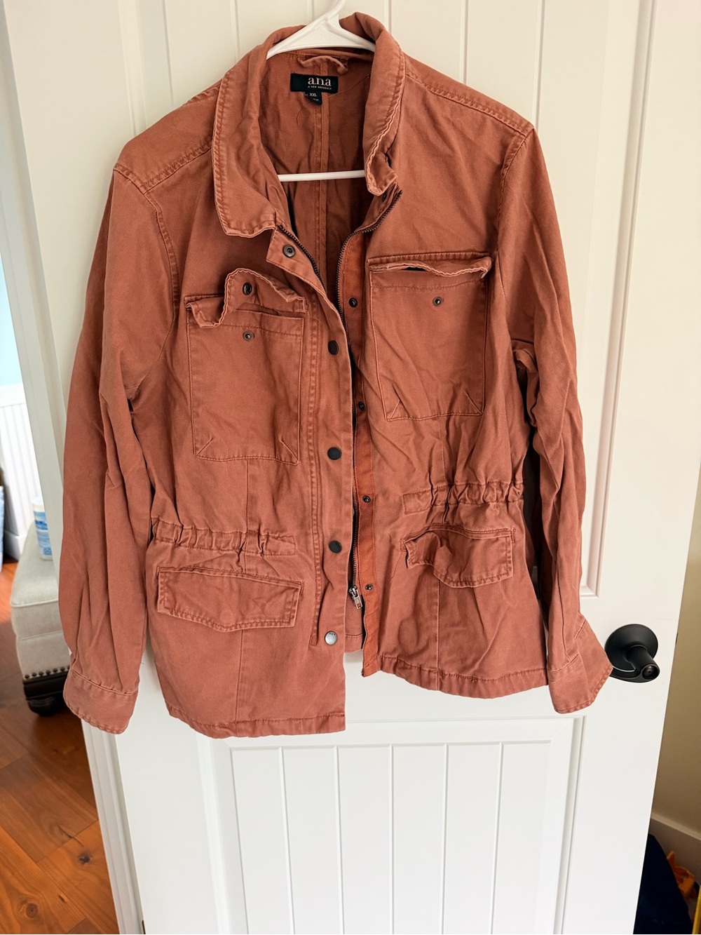 a.n.a Rust-Orange Utility Jacket with Drawstring Waist